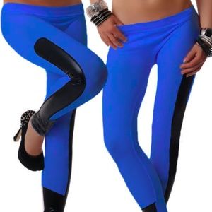 Blue Trim Black Leggings
